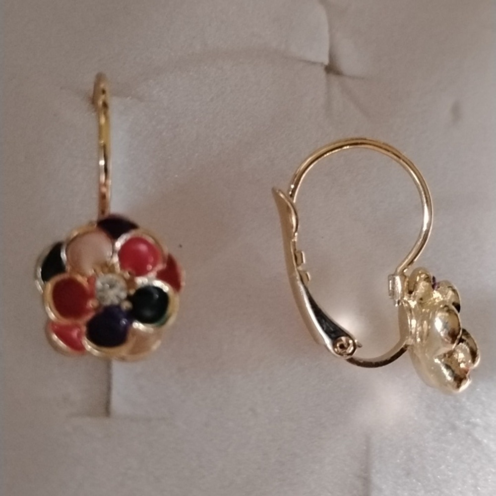 Floral Multicolor Drop Earrings - Picture 2 of 4